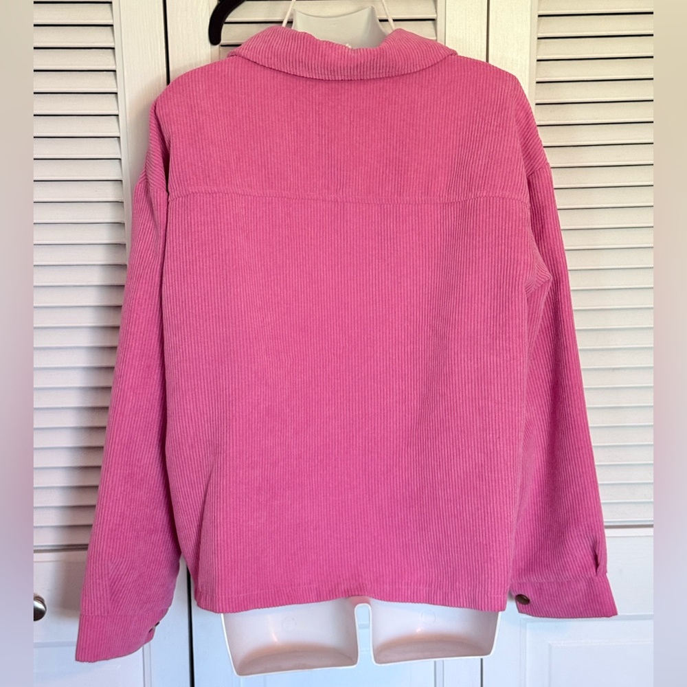 Pink Corduroy Snap-Up Shacket - Picture 2 of 3
